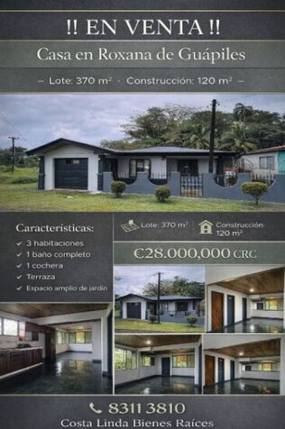 Casa en Roxana de Guápiles en Roxana, Pococí, Limón — ₡ 28 000 000