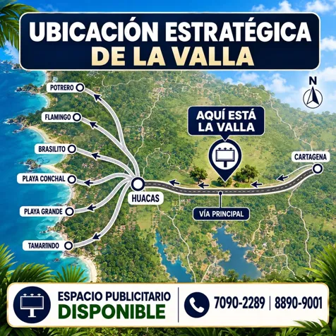 BILLBOARD FOR RENT IN HUACAS, TAMARINDO AND FLAMINGO, GUANACASTE en Tempate, Santa Cruz, Guanacaste — ₡ 150 000