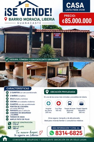¡EXCELENTE OPORTUNIDAD DE INVERSIÓN! Casa en Venta • Barrio Moracia, Liberia, Guanacaste in Liberia, Guanacaste — ₡ 85 000 000
