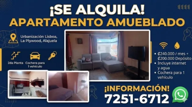 Apartamento Amueblado en Alajuela en Alajuela — ₡ 240 000