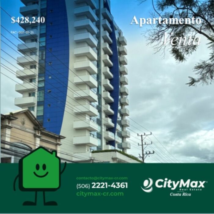 CityMax Vende apartamento en Sabana Sur en Mata Redonda, San José — $428,240