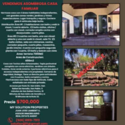 VENDEMOS ASOMBROSA CASA FAMILIAR  en Concepción, San Rafael, Heredia — $700,000