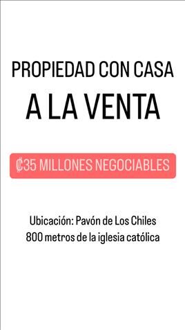 PROPIEDAD CON CASA A LA VENTA in El Amparo, Los Chiles, Alajuela — ₡ 35 000 000