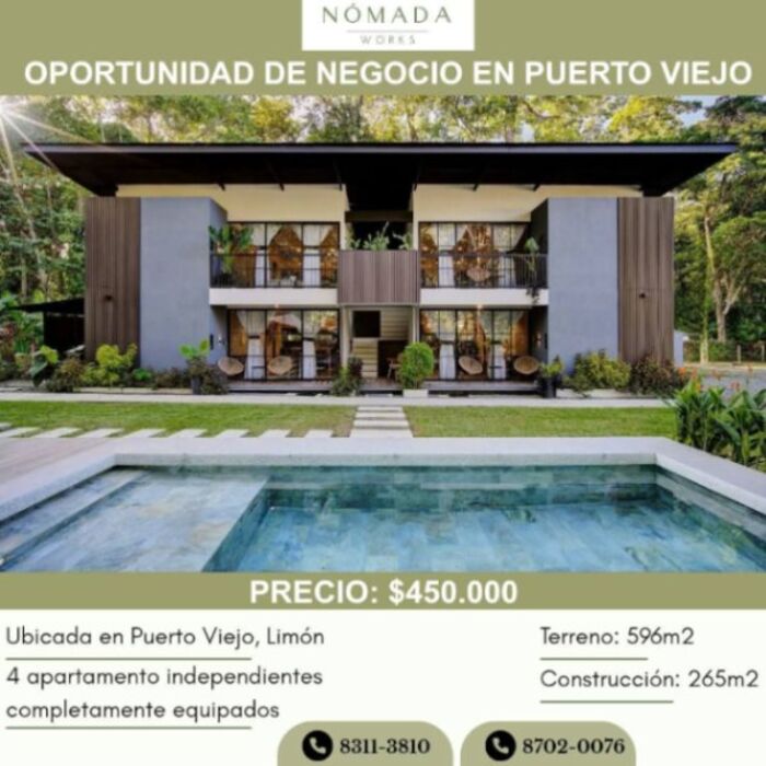 Edificio a la venta ubicado en Puesto Viejo, Limón  en Cahuita, Talamanca, Limón — $450,000