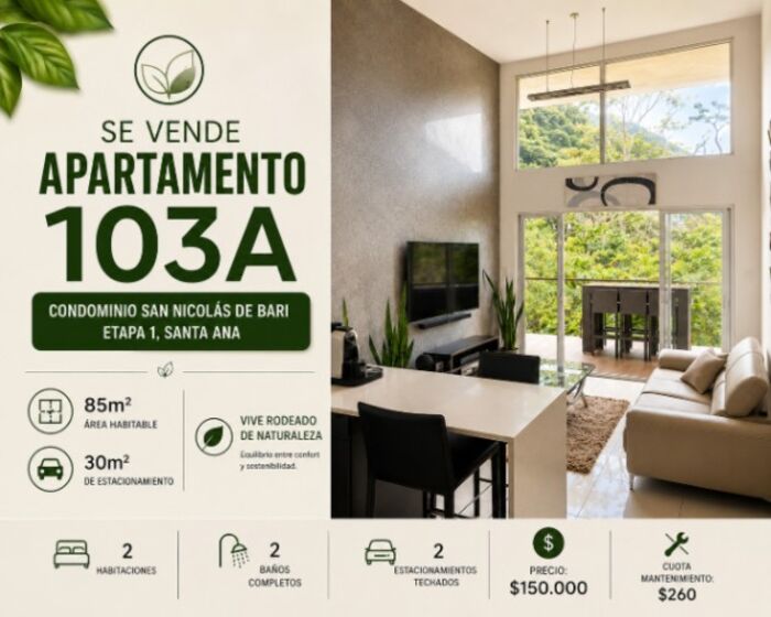 VENTA APARTAMENTO103A SANTA ANA CONDOMINIO in Uruca, Santa Ana, San José — $150,000