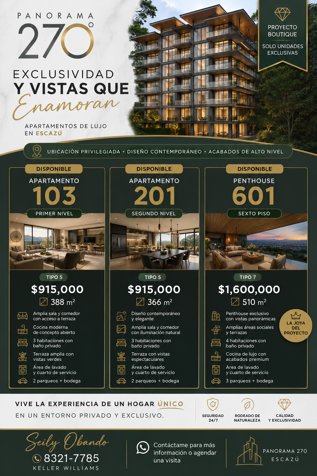 Apartamentos Premium en Escazú Panorama 270 in Escazú, San José — $915,000