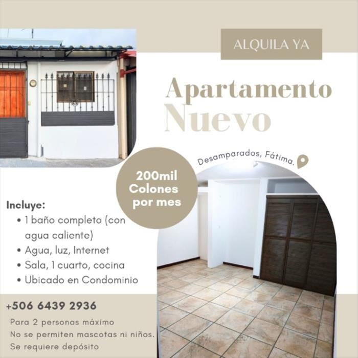 Alquiler apartamento nuevo  en Damas, Desamparados, San José — ₡ 200 000