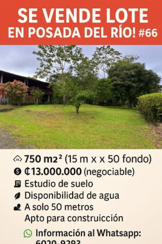 Se vende lote en San Isidro  #66 🏡 en Peñas Blancas, San Ramón, Alajuela — ₡ 13 000 000