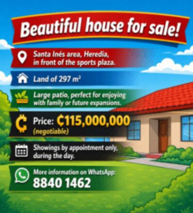 Houser for Sale en Mercedes, Heredia — ₡ 115 000 000