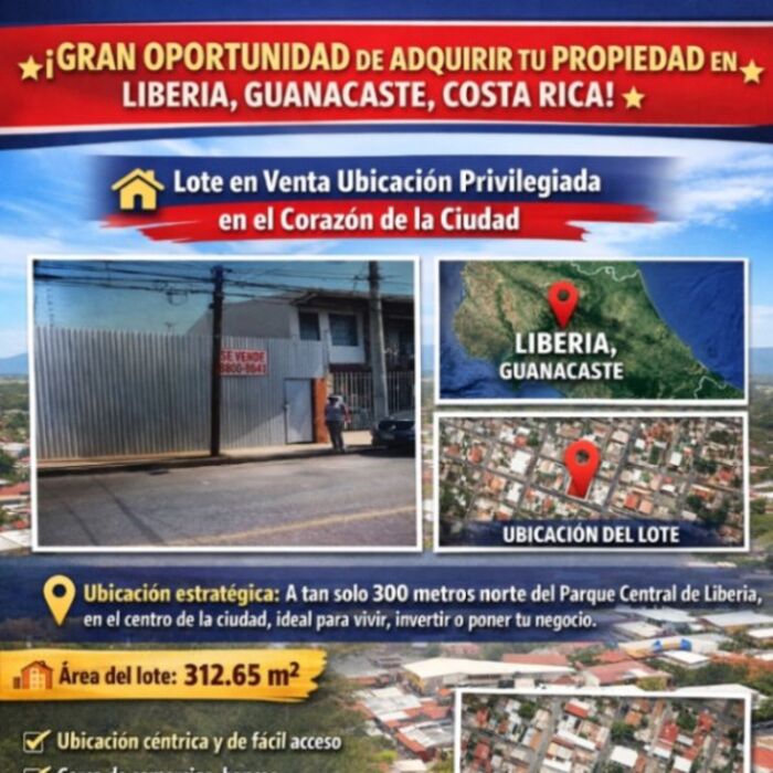 Vendo lote con estructura parcial de casa en Liberia, Guanacaste — ₡ 90 000 000