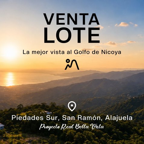 Lote en San Ramón, vista al golfo in Piedades Sur, San Ramón, Alajuela — ₡ 29 500 000