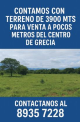 TERRENO EN VENTA GRECIA 3900MTS in Grecia, Alajuela — ₡ 202 000 000