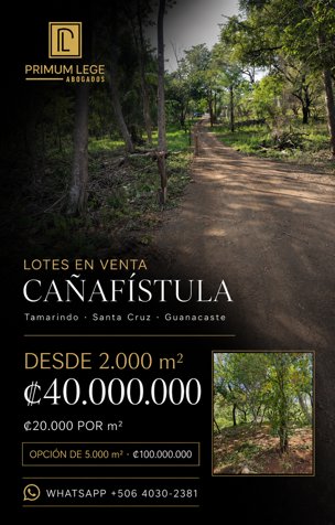 Lote de 2.000 m² en venta en Cañafístula, Tamarindo en Tamarindo, Santa Cruz, Guanacaste — ₡ 40 000 000