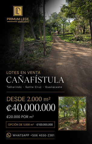 2,000 m² lot for sale in Cañafístula, Tamarindo in Tamarindo, Santa Cruz, Guanacaste — ₡ 40 000 000