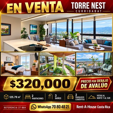Venta de Hermoso Apartamento de Lujo en Granadilla Curridabat 27-864 in Granadilla, Curridabat, San José — $320,000