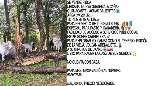 SE VENDE ESTA PROPIEDAD  in Las Juntas, Abangares, Guanacaste — ₡ 38 000 000