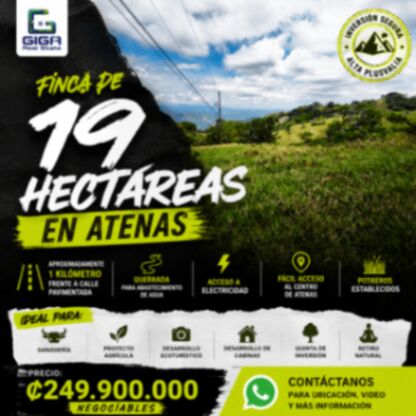 Finca en venta en Barroeta-Atenas-Alajuela-C.R. en Jesús, Atenas, Alajuela — ₡ 249 900 000