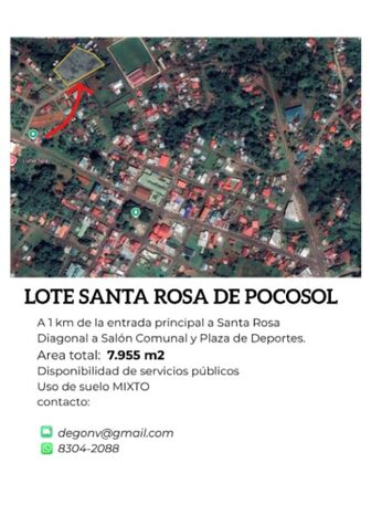 Lote en Santa Rosa de Pocosol en Pocosol, San Carlos, Alajuela — ₡ 56 000 000
