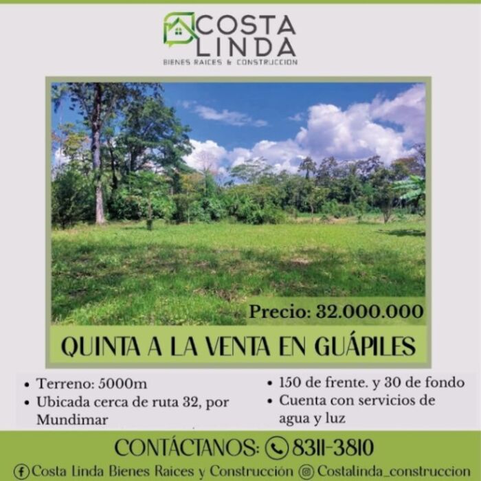 Quinta a la venta en Mundimar en Guápiles, Pococí, Limón — ₡ 32 000 000