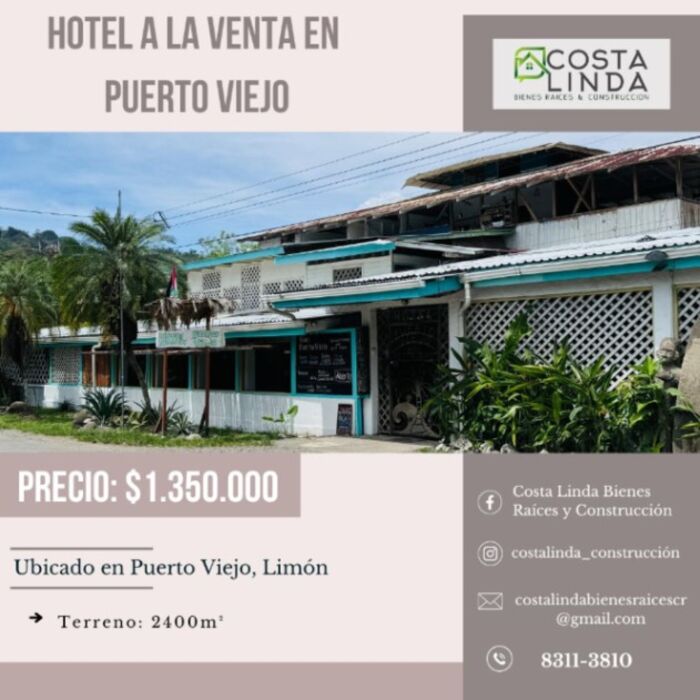 Hotel a la venta en Puerto Viejo in Cahuita, Talamanca, Limón — $1,350,000