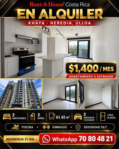 Alquiler de Modernop Apartamento en Ulloa Heredia in Ulloa, Heredia — $1,400