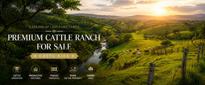 GRAN FINCA GANADERA DE 225,5 HECTÁREAS EN COSTA RICA in San José, Atenas, Alajuela — ₡ 3 800 000