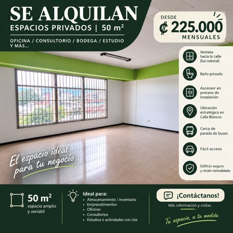 🏢 Espacios en Alquiler | Desde ₡225.000 | A 5 min de San José in Guadalupe, Goicoechea, San José — ₡ 225 000