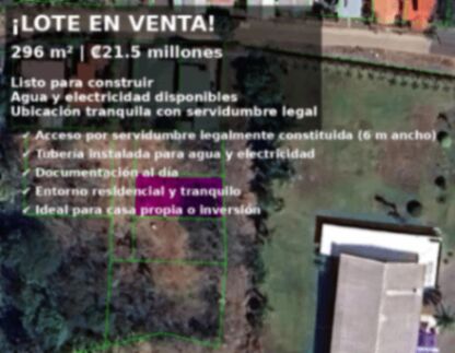 Lote en venta en Palmares de Alajuela – 296 m² listo para construir | ¢21.5 millones / $40.000 en La Granja, Palmares, Alajuela — ₡ 21 500 000