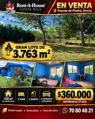 Casa con amplio lote de 3,763m2 en Puente de Piedra Grecia