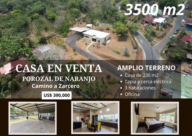 Casa en Venta Porozal de Naranjo en Naranjo, Alajuela — $390,000