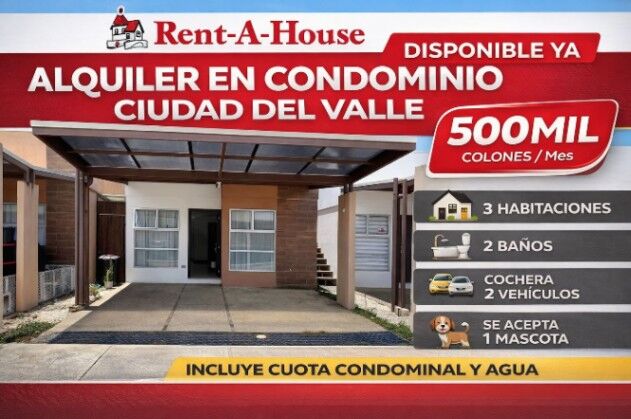 CASA EN ALQUILER CONDOMINIO CARTAGO in El Tejar, El Guarco, Cartago — ₡ 500 000