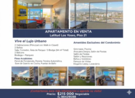 Apartamento Moderno en Latitud Los Yoses – Ubicación Privilegiada en San José in Catedral, San José — $215,000