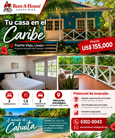 House for Sale in a Tropical Area - Tourism Rental Potential in Limón — $155,000