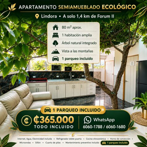 Alquiler de Apartamento - Todo incluido en Pozos, Santa Ana, San José — ₡ 365 000