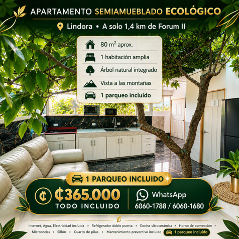 Apartment for Rent - All Inclusive in Pozos, Santa Ana, San José — ₡ 365 000
