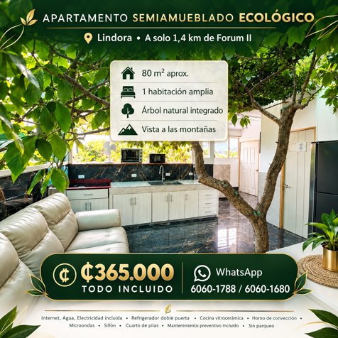 Alquiler de Apartamento - Todo incluido en Pozos, Santa Ana, San José — ₡ 365 000