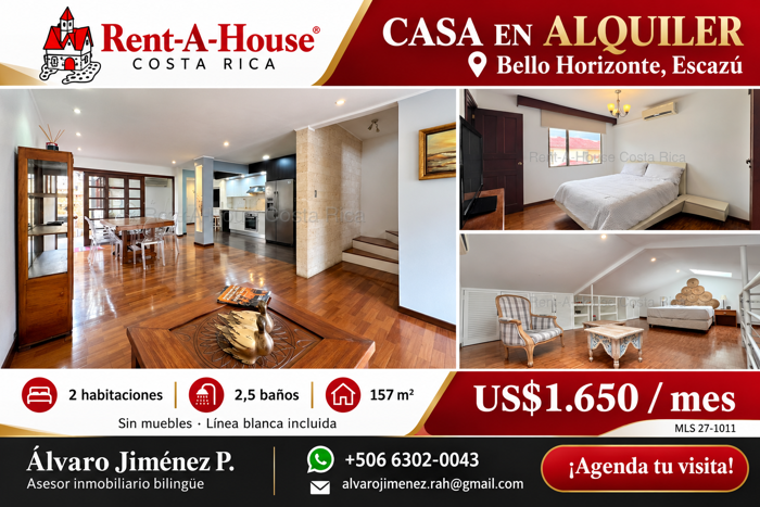 House for rent in Escazú: comfort and appliances included for US$1,650 in Escazú, San José — $1,650