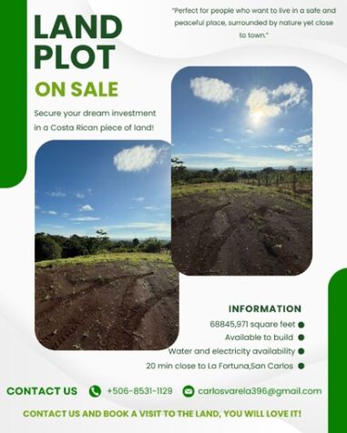 Land Plot on Sale en La Fortuna, San Carlos, Alajuela — ₡ 89 530 000