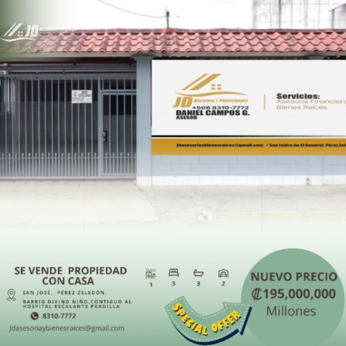 Casa en venta Costado del hospital Escalante Pradilla. in San Isidro De El General, Pérez Zeledón, San José — ₡ 195 000 000