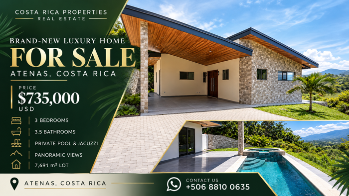 Brand New Luxury House in Atenas in Atenas, Alajuela — $735,000
