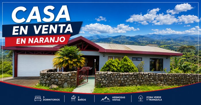 Elegante casa de tres habitaciones en Naranjo con increibles vistas in Naranjo, Alajuela — $186,000