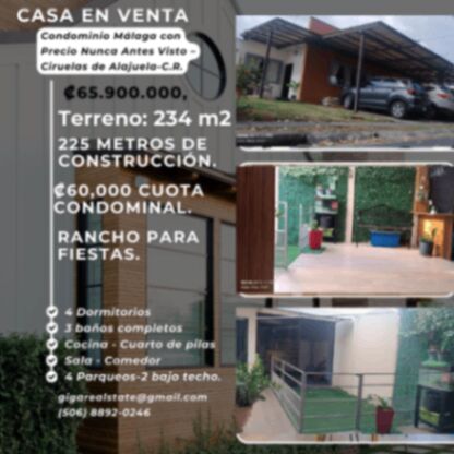 Casa en Condominio Málaga con Precio Nunca Antes Visto – Ciruelas de Alajuela in San Antonio, Alajuela — ₡ 65 900 000
