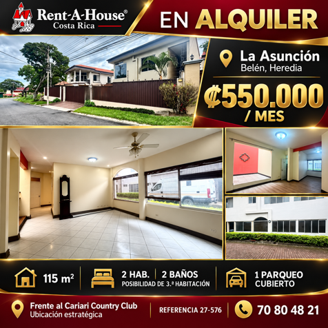 Alquiler de Hermoso y Amplio Apartamento de 115m2 en La Asunción de Belén en La Asunción, Belén, Heredia — ₡ 550 000