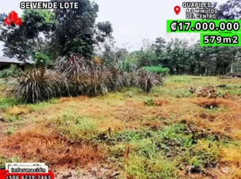 Se vende lote en Guápiles; 📏 579m2. 