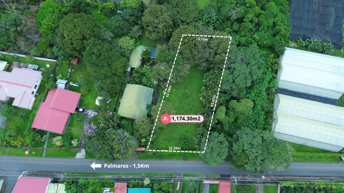 Terreno en venta en Esquipulas de Palmares, Alajuela (1,174.30m2) in Esquipulas, Palmares, Alajuela — ₡ 86 000 000
