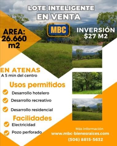 Precioso Lote en Venta  en Atenas, Alajuela — $27