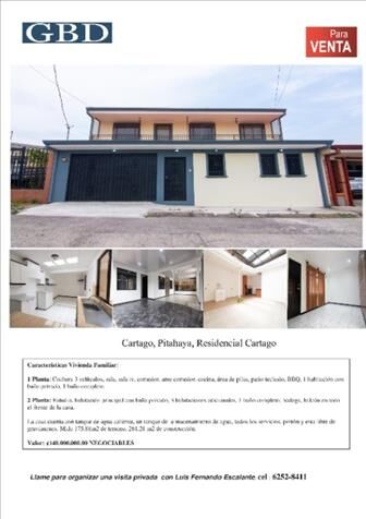 Venta de hermosa casa en Occidental, Cartago — ₡ 140 000 000