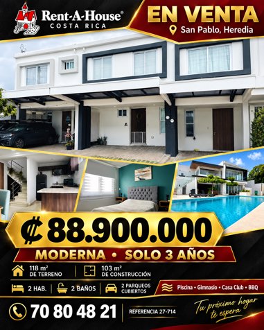 Venta de Hermosa Casa en San Pablo de Heredia en San Pablo, Heredia — ₡ 88 900 000