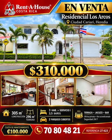 Venta de Hermosa Casa de 305m2 en Belén Heredia en La Asunción, Belén, Heredia — $310,000