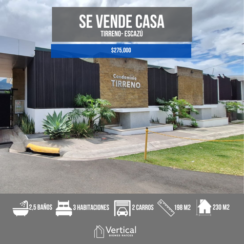 Venta Casa en Condominio, Condominio Tirreno in San Antonio, Escazú, San José — $275,000